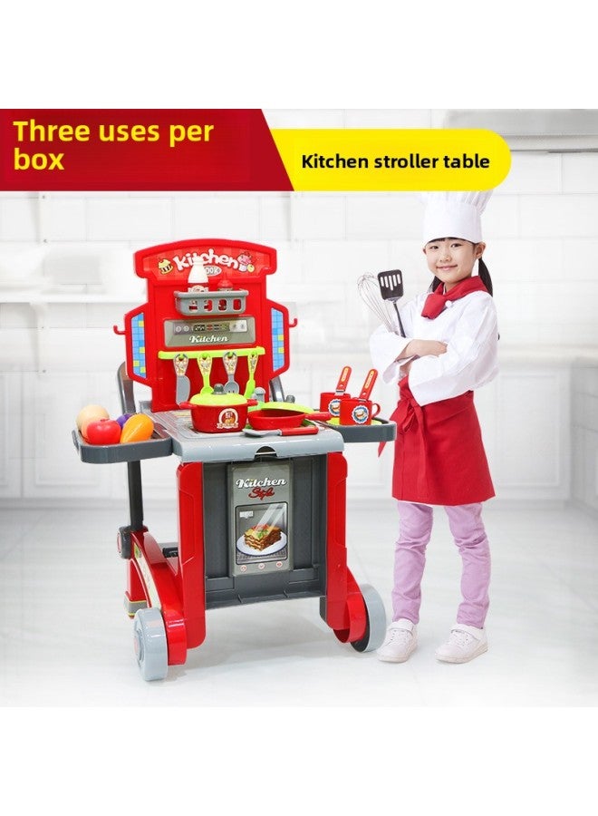 Xiongcheng أدوات المطبخ عربة تخزين اللعب منزل الأطفال 1 صندوق 3 مجموعة وظيفية اللعب بالجملة اللون: أحمر أدوات المطبخ: XC819A - Image 2