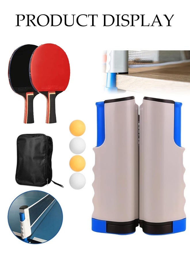 DUNISO Table Tennis Paddle Set, Portable Table Tennis Set with Retractable Ping Pong Net, 2 Professional Table Tennis Rackets, 4 Balls, Storage Case, Ideal Indoor and Outdoor Table Tennis Rackets Set Family Fun, Gift - Image 4