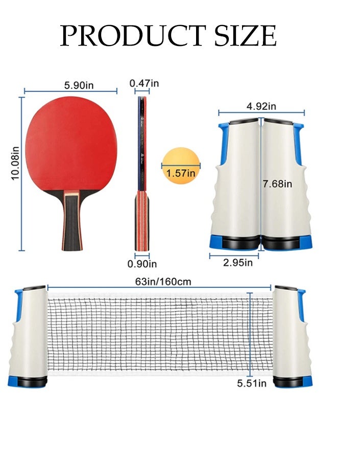 DUNISO Table Tennis Paddle Set, Portable Table Tennis Set with Retractable Ping Pong Net, 2 Professional Table Tennis Rackets, 4 Balls, Storage Case, Ideal Indoor and Outdoor Table Tennis Rackets Set Family Fun, Gift - Image 2