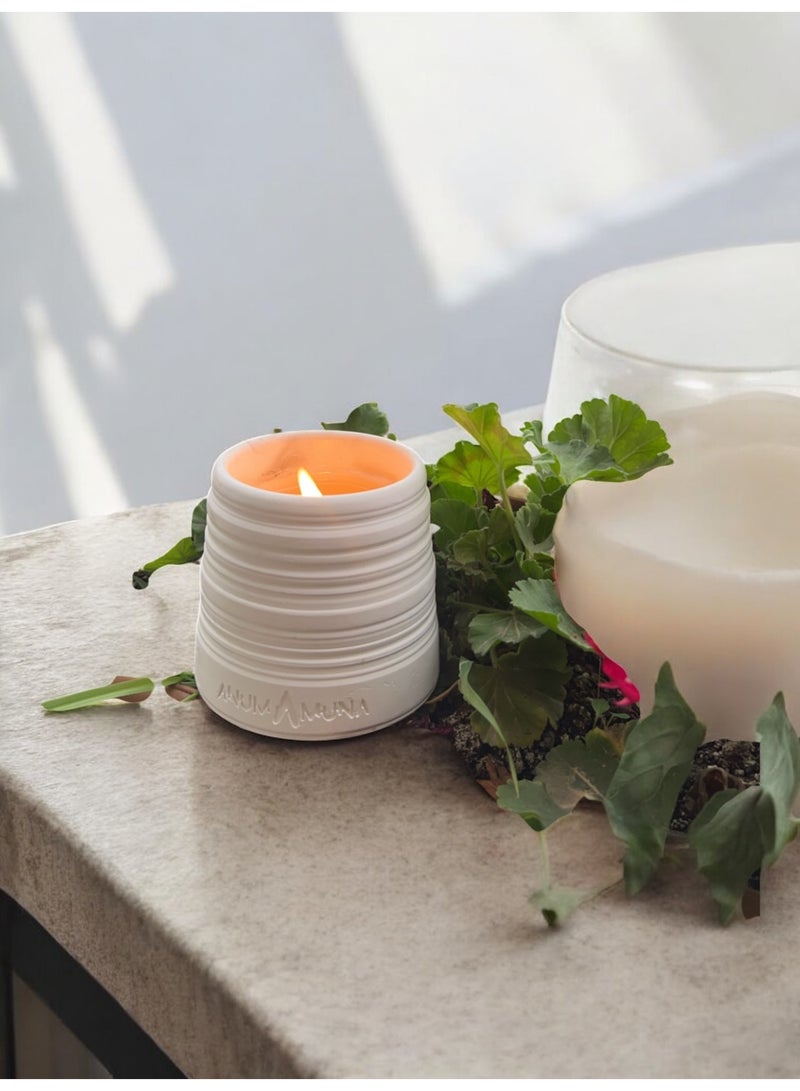 ANUM BY MUNA Luxury Musk Scented Candle in Carved Gypsum Vessel - 200g - Image 2