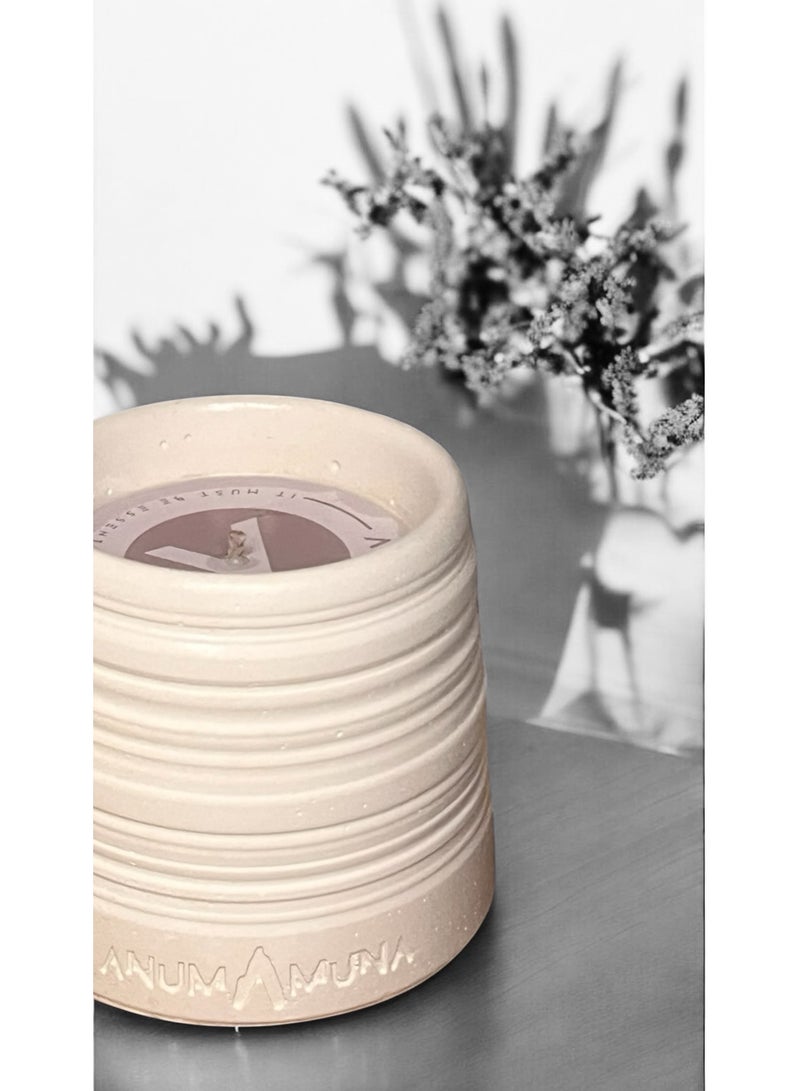 ANUM BY MUNA Luxury Musk Scented Candle in Carved Gypsum Vessel - 200g - Image 4