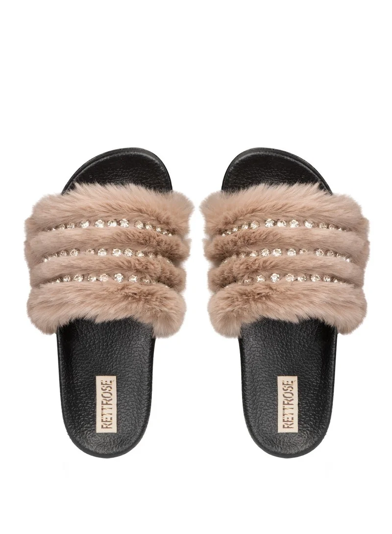 RETTROSE Handmade Faux fur slipper/slides