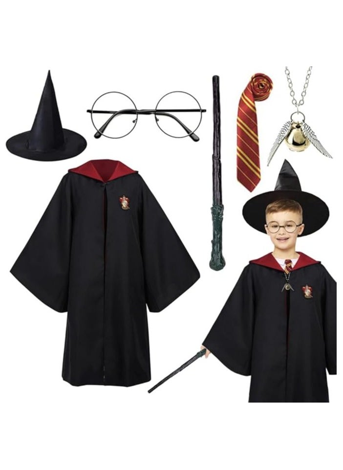 Home Smart HomeSmart Wizard Party Costume Kids Set of 6PCS With Magic Wand Pendent Glasses Tie And Wizarding Hat For Boys Girls Kids and Adults  - Image 1