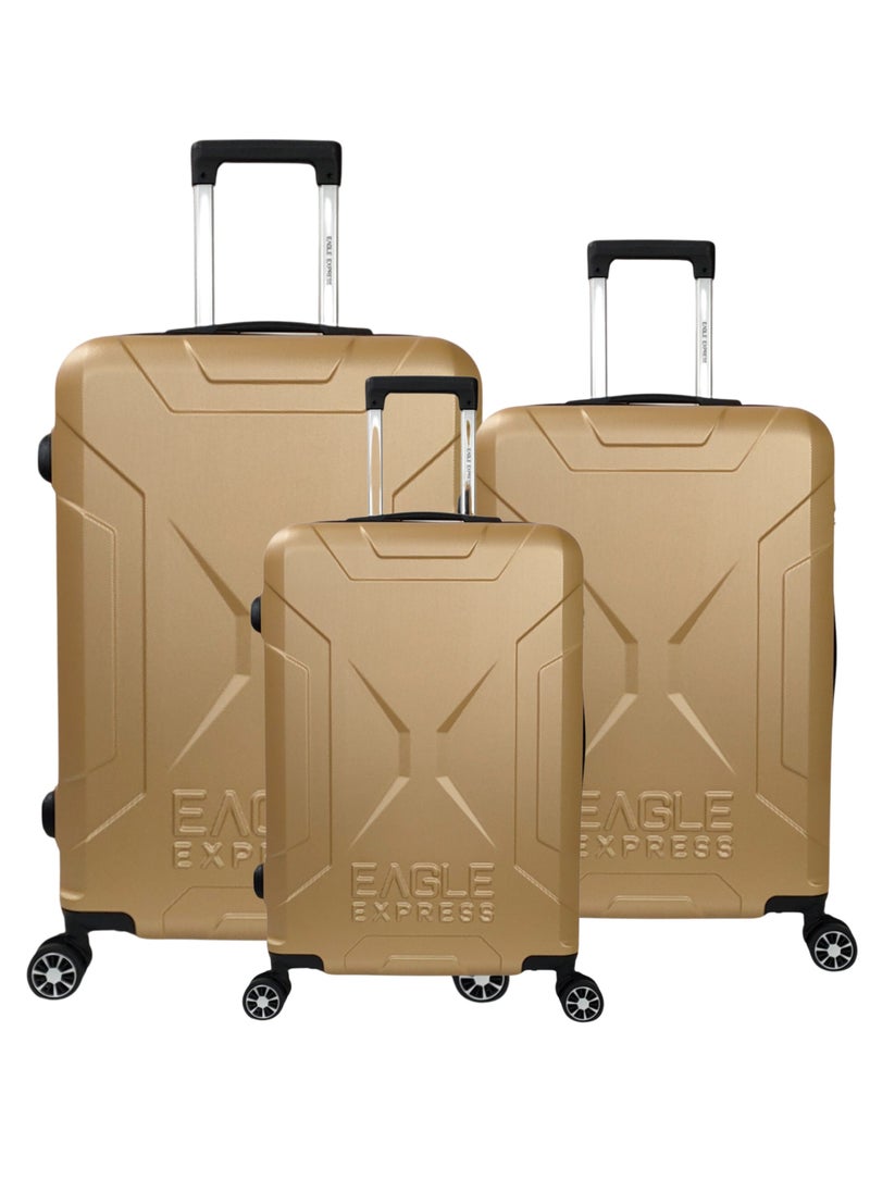 Eagle Express - EXPEDITION ABS HARD TROLLEY 20,24,28 inch 3 Piece Set GOLD - Image 1