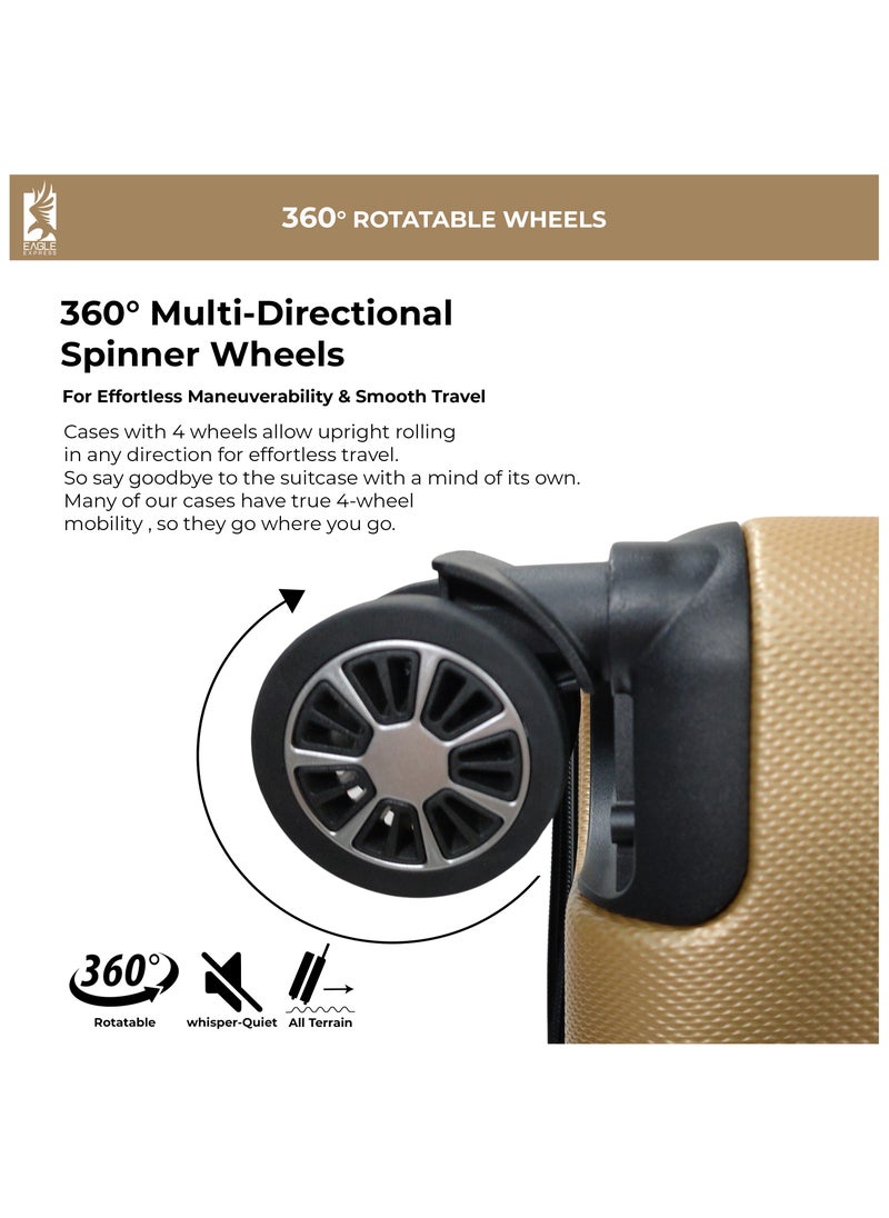 Eagle Express - EXPEDITION ABS HARD TROLLEY 20,24,28 inch 3 Piece Set GOLD - Image 1
