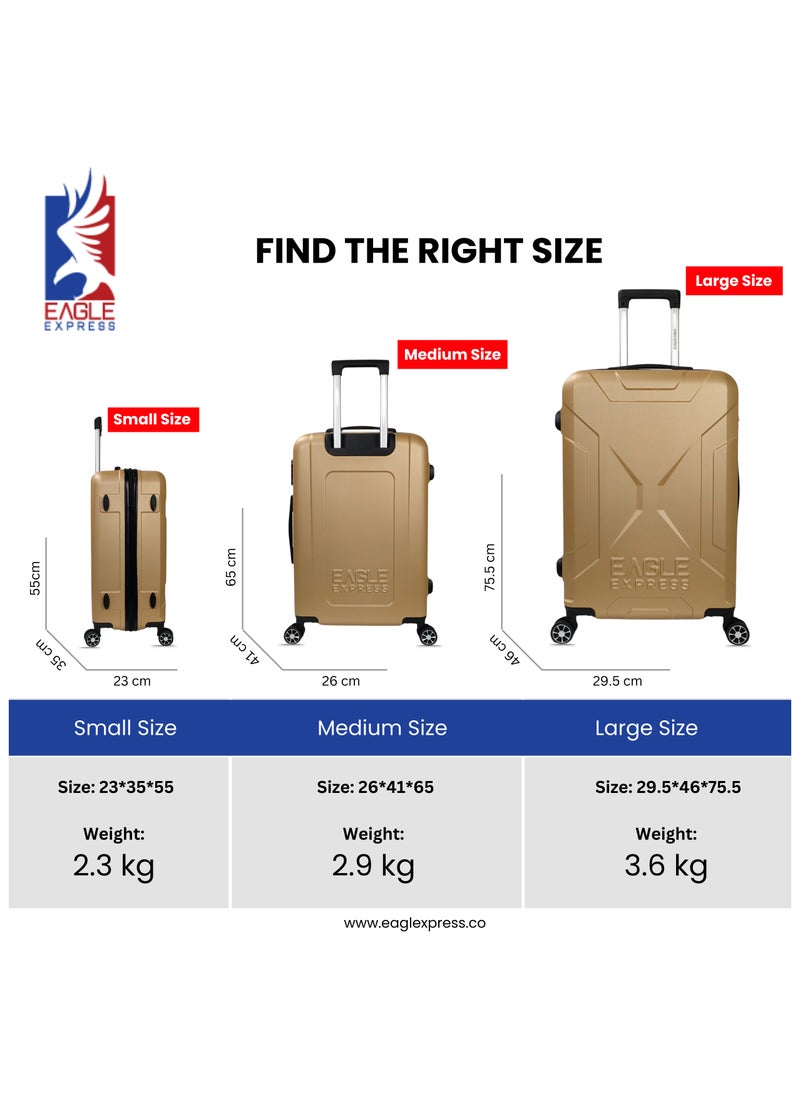 Eagle Express - EXPEDITION ABS HARD TROLLEY 20,24,28 inch 3 Piece Set GOLD - Image 1