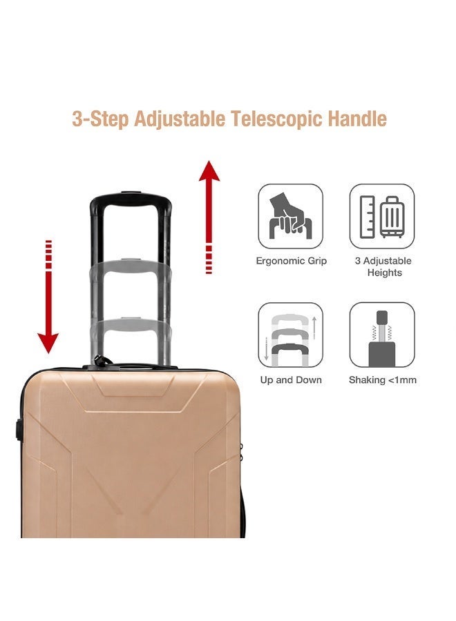Eagle Express Expedition 3 Piece Luggage Set 20/24/28 Inch Gold, ABS Hard Shell Trolley Suitcase Set with Lightweight Travel Design, Cabin & Check-In Luggage, 360 Spinner Wheels, Secure Lock System and 2 Year Warranty - Image 4
