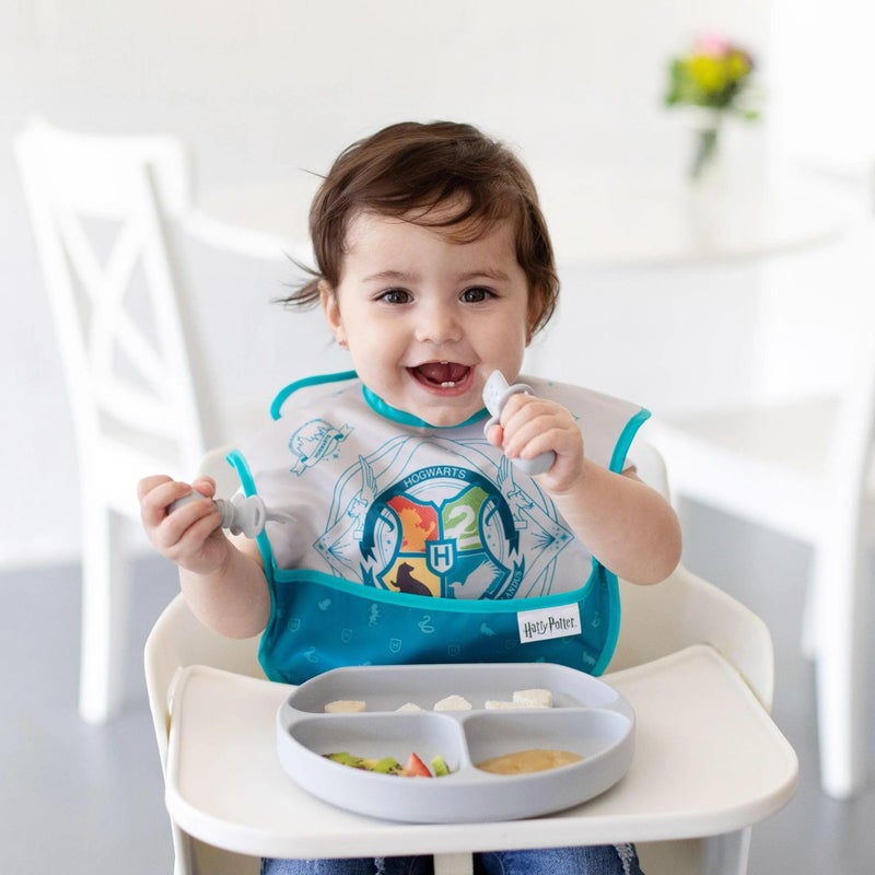 Bumkins Bibs for Girl or Boy, SuperBib Baby and Toddler for 6-24 Months, Essential Must Have for Eating, Feeding, Baby Led Weaning, Mess Saving Waterproof Soft Fabric, 3-pk Harry Potter Ravenclaw - Image 5