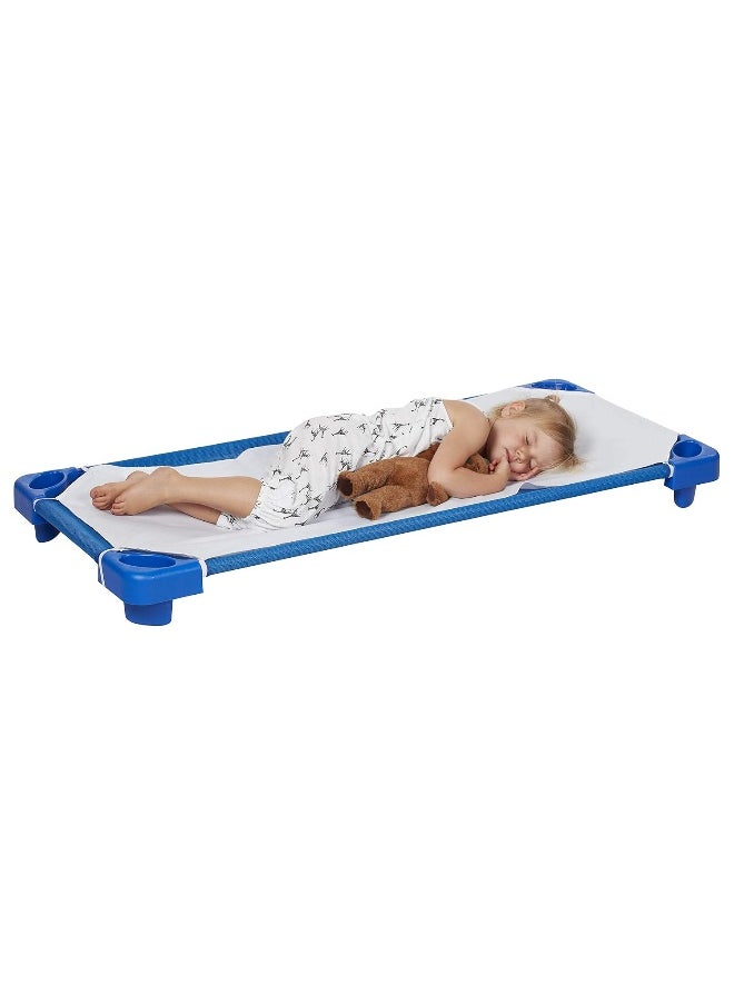 ECR4Kids - ECR4Kids ELR-024 12-Pack Standard Cot Sheet with Elastic Straps, Standard Size Daycare and Preschool Cot Sheets for Rest Time, 50.5" x 21.75" - White - Image 1