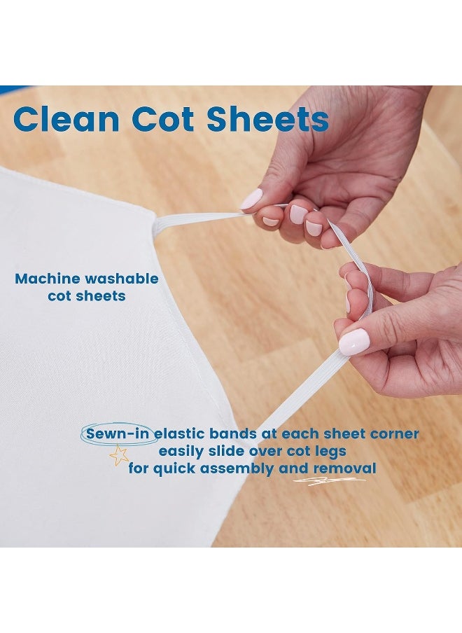 ECR4Kids - ECR4Kids ELR-024 12-Pack Standard Cot Sheet with Elastic Straps, Standard Size Daycare and Preschool Cot Sheets for Rest Time, 50.5" x 21.75" - White - Image 1