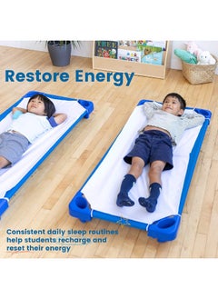 ECR4Kids ECR4Kids ELR-024 12-Pack Standard Cot Sheet with Elastic Straps, Standard Size Daycare and Preschool Cot Sheets for Rest Time, 50.5" x 21.75" - White  - Image 5