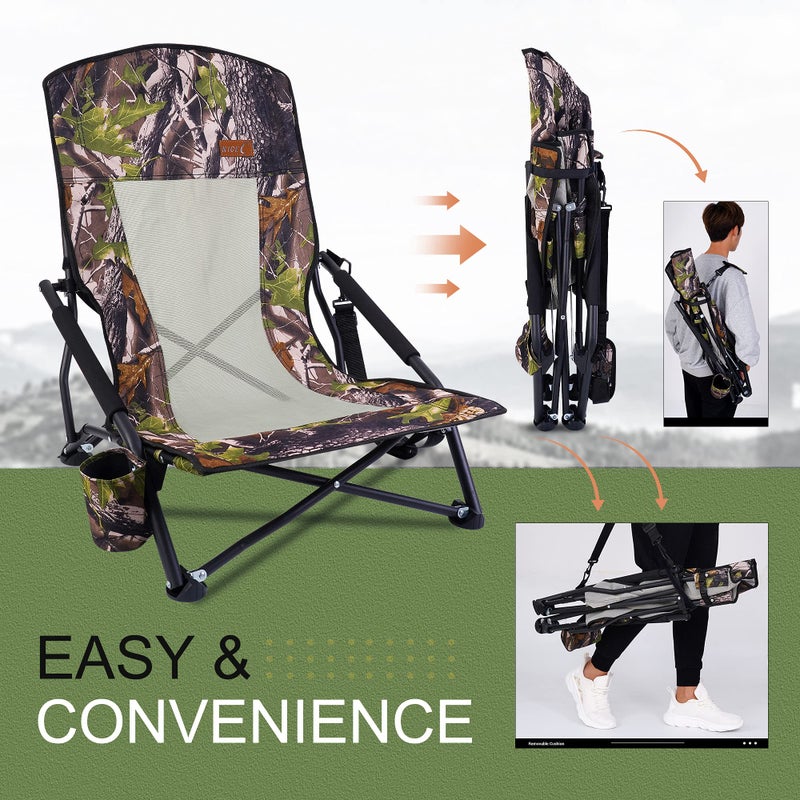 Nice C Folding Camping Chair - 2 Pack with Cup Holder & Carry Strap, Heavy Duty Turkey Hunting Seat - Image 5