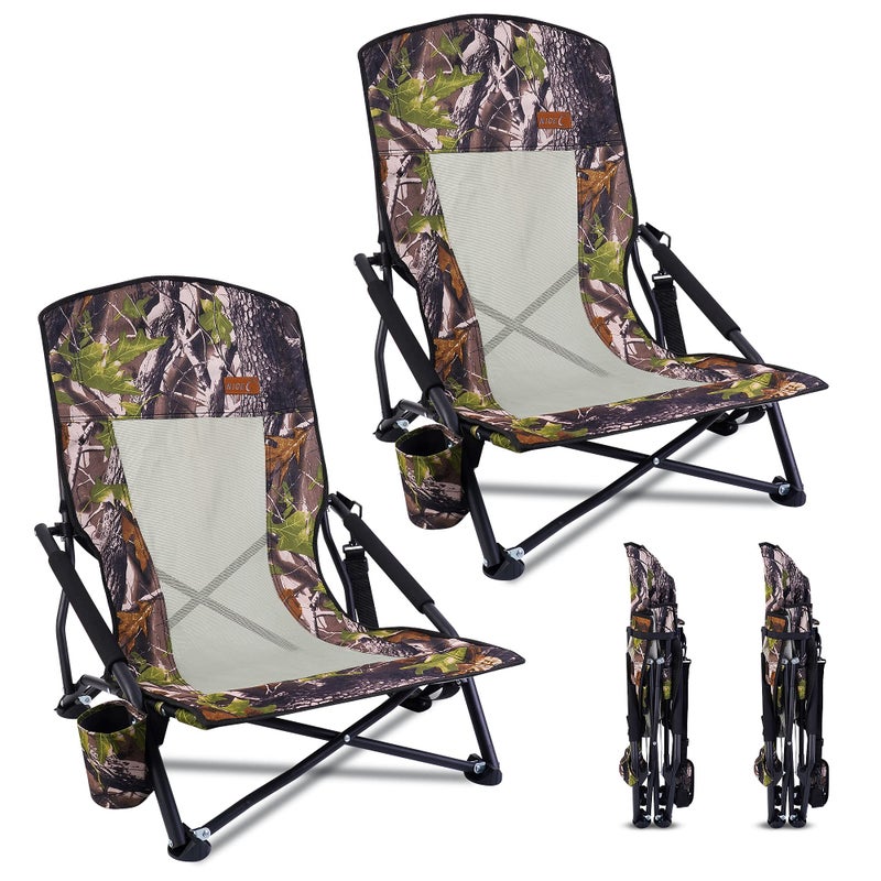 Nice C Folding Camping Chair - 2 Pack with Cup Holder & Carry Strap, Heavy Duty Turkey Hunting Seat - Image 1