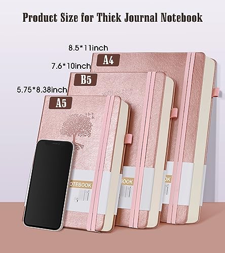 Ansopu Lined Journal Notebook, 365 Pages B5 Large Journals for Writing Ruled Notebook, Pink Hardcover Leather Journals for Women Men, Daily Notebook for Work, Note Taking, 100Gsm Thick Paper( 7.6'' X 10'' Rose Gold) - Image 2