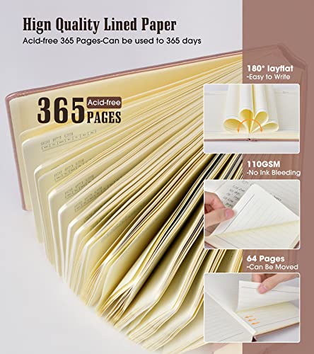 Ansopu Lined Journal Notebook, 365 Pages B5 Large Journals for Writing Ruled Notebook, Pink Hardcover Leather Journals for Women Men, Daily Notebook for Work, Note Taking, 100Gsm Thick Paper( 7.6'' X 10'' Rose Gold) - Image 3