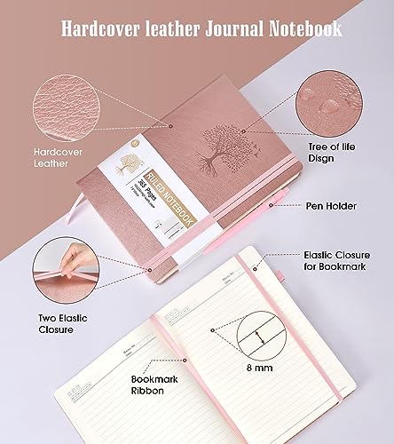 Ansopu Lined Journal Notebook, 365 Pages B5 Large Journals for Writing Ruled Notebook, Pink Hardcover Leather Journals for Women Men, Daily Notebook for Work, Note Taking, 100Gsm Thick Paper( 7.6'' X 10'' Rose Gold) - Image 4