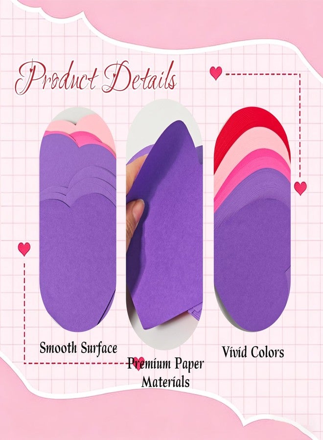 Bazyrock 72 Pcs Large Heart Paper Cutouts 6 x 6 in, 4 Colors, Valentine’s Day Decorations for Party Classroom Bulletin Board DIY Crafts(Pink/Red/Purple/Rosered) - Image 3