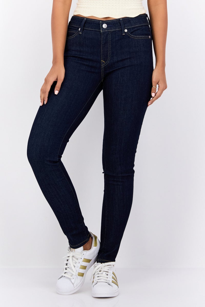 Levi's Women Skinny Fit Washed Denim Jeans, Navy Blue - Image 1