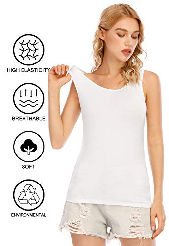 Orrpally Basic Tank Tops for Women Undershirts Tanks Top Lightweight Camis Tank Tops 4-Pack Black White Gray ArmyGreen M - Image 4