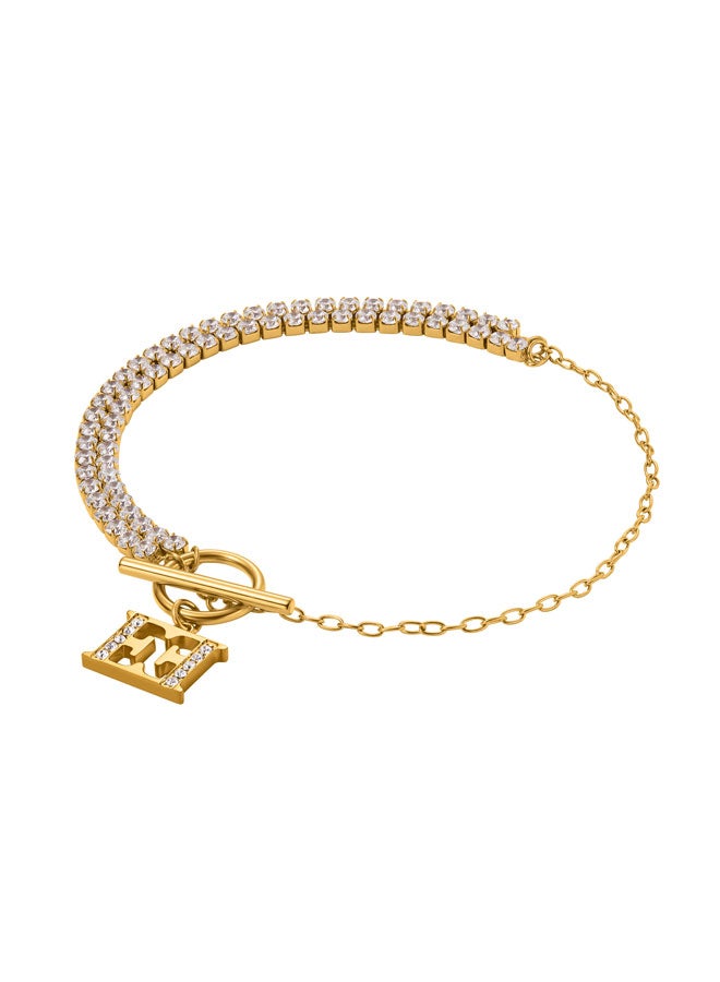 ESCADA Diana Bracelet for Women Two-Tone Gold-Plated Link Chain, Crystal-Embellished Logo, Statement Luxury - Image 1