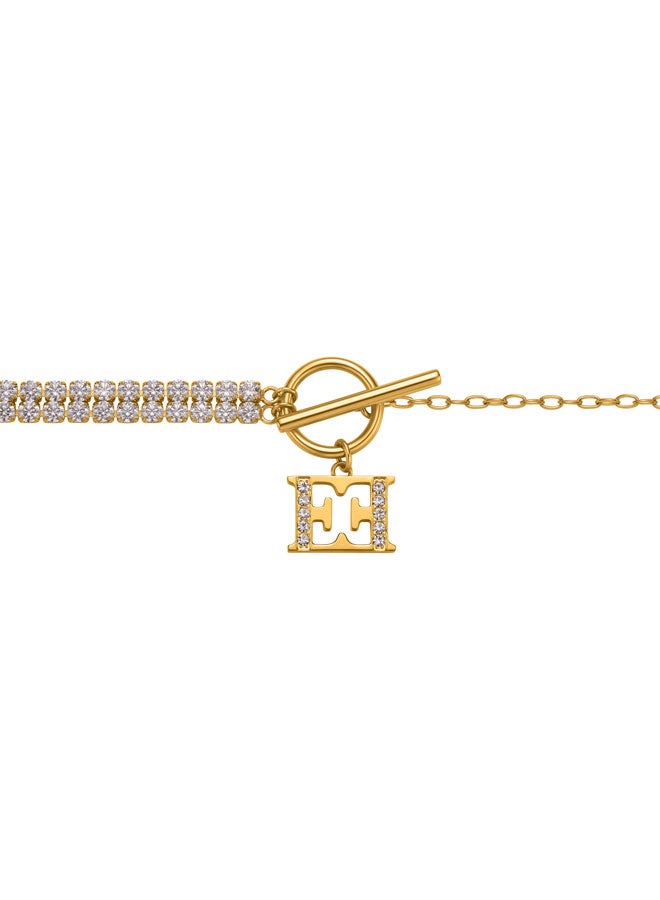ESCADA Diana Bracelet for Women Two-Tone Gold-Plated Link Chain, Crystal-Embellished Logo, Statement Luxury - Image 2