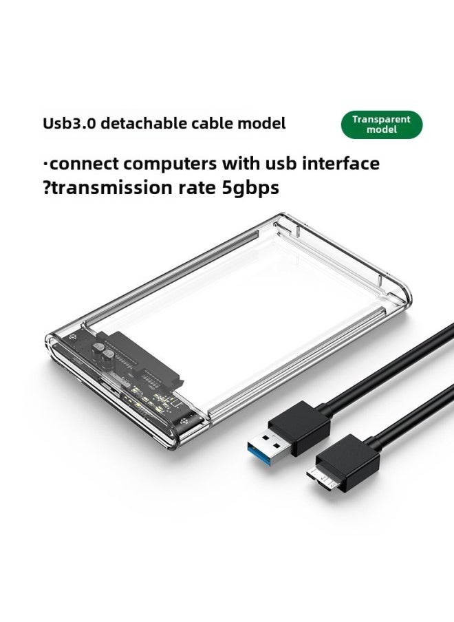 Generic Transparent Box Notebook 2.5 Inch External Mobile Hard Disk Box Usb3.0 Solid State Hard Disk Box Typec Interface External-Color:3.0 High-speed Version Brushed Black + Data Cable  - Image 3