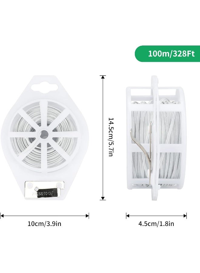 Kinglake Garden  328 Ft Garden Plant Ties With Trimmer, Twist Ties, Rust Free For Gardening And Office Organization 2Pieces (White)