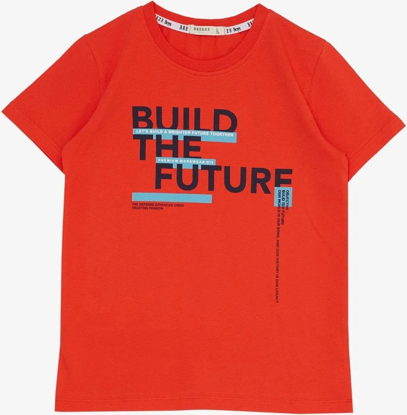 Breeze Boy's Shorts Set with Text Printed Pockets, Age 8-14, Narcissi