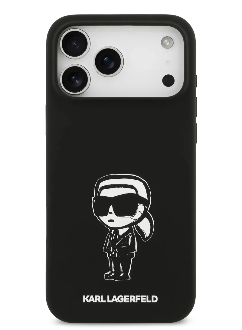 Karl Lagerfeld iPhone 17 Pro Max Liquid Silicone Case with Karl Sketch / Drop Protection / Easy Snap-On / Slim Profile / Lightweight Back Cover-Black
