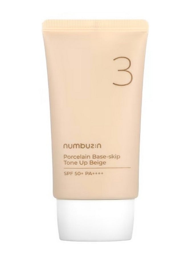 numbuzin Porcelain Base Skip Tone Up Beige SPF 50 PA No. 3 1.69 fl oz 50 ml  - Image 1