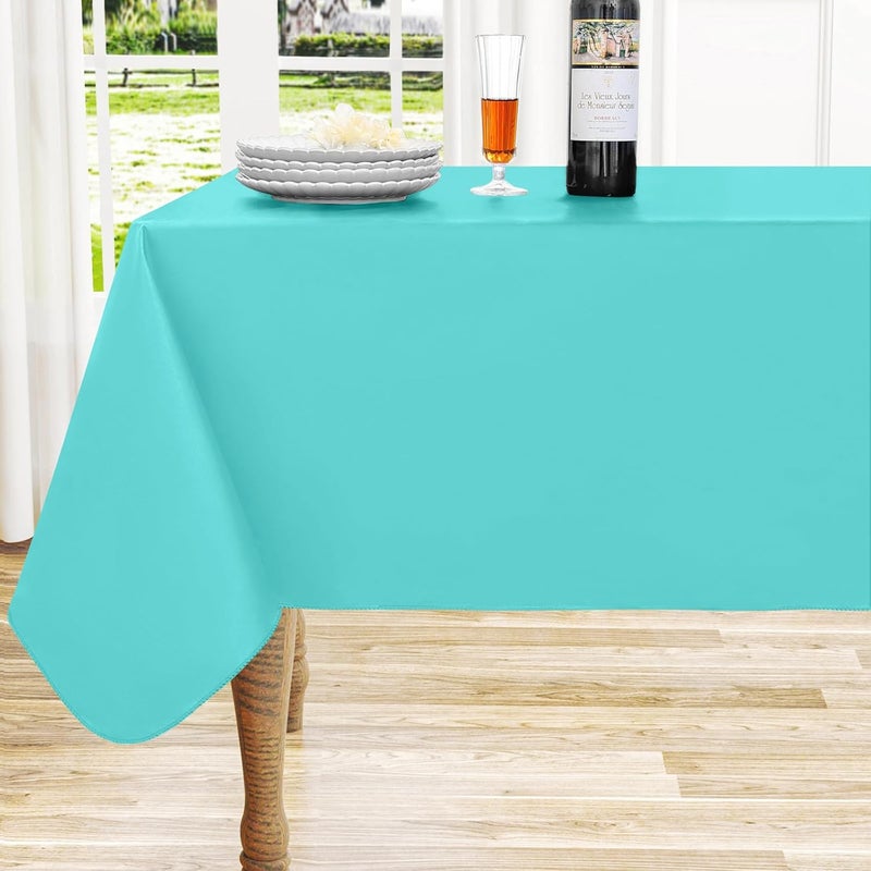 Homing Rectangle Vinyl Tablecloth, 100% Waterproof Spillproof Plastic Flannel Backed Table Cloth, Wipe Clean Table Cover for Dining Table, Buffet Parties and Camping (Teal, 60" x 102") - Image 1