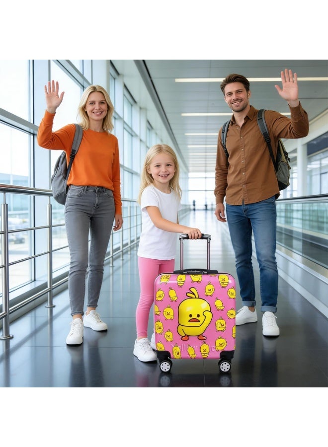 Jorunb 18inch Kids Luggage With Wheels, Travel Rolling Suitcase, Hardshell Travel Luggage for Girls Boys (Duck-Pink) - Image 4