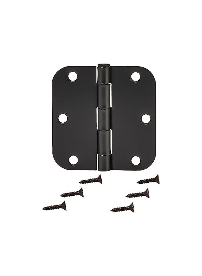 promass Rounded 3.5 Inch x 3.5 Inch Door Hinges, 18 Pack, Matte Black - Image 3