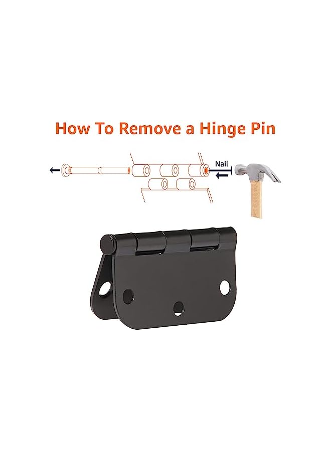 promass Rounded 3.5 Inch x 3.5 Inch Door Hinges, 18 Pack, Matte Black - Image 4