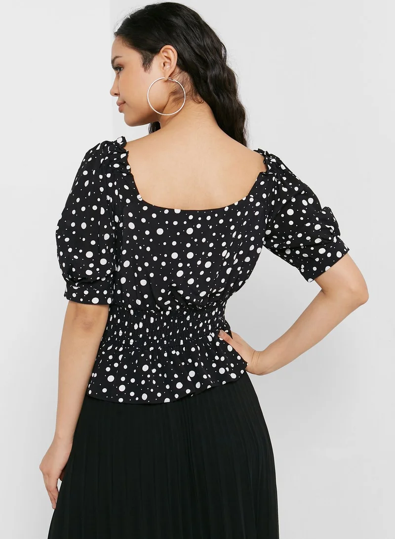 TOPSHOP Scoop Neck Printed Top