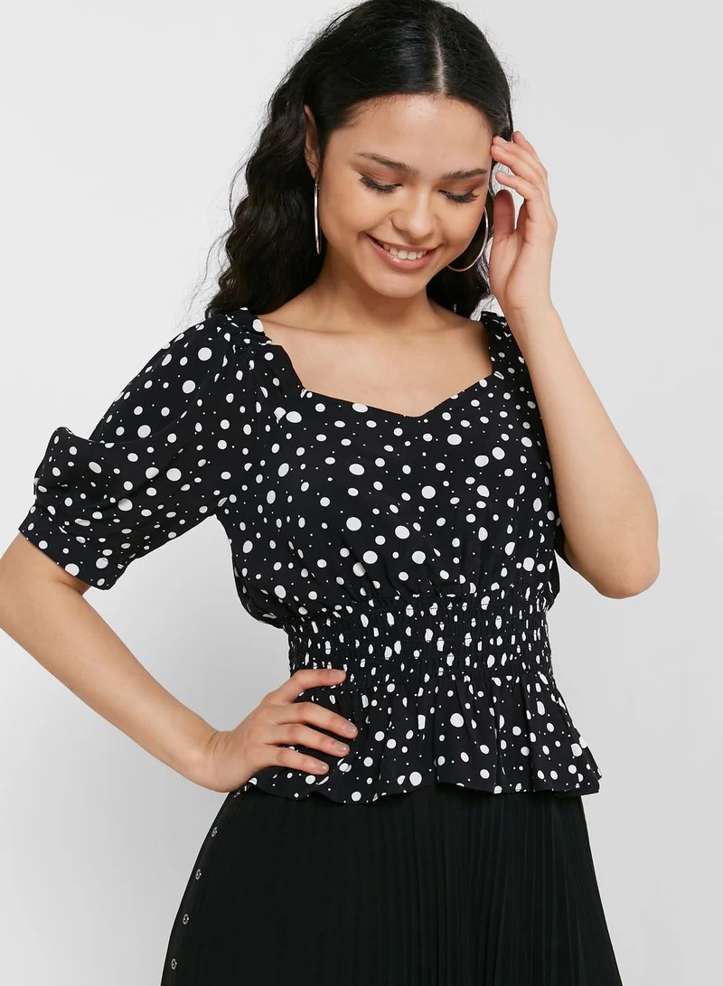TOPSHOP Scoop Neck Printed Top