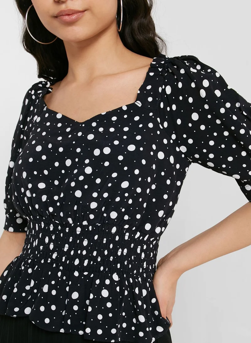 TOPSHOP Scoop Neck Printed Top
