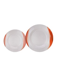 DELCASA Delcasa 14 Piece Orange Ocean Melamineware Dinner Set- DC2151| Includes Soup Plates, Serving Bowls, Round Bowls and Soup Spoon| Dishwasher-Safe and Freezer-Friendly| Eco-Friendly and Food-Grade| White and Orange  - Image 3