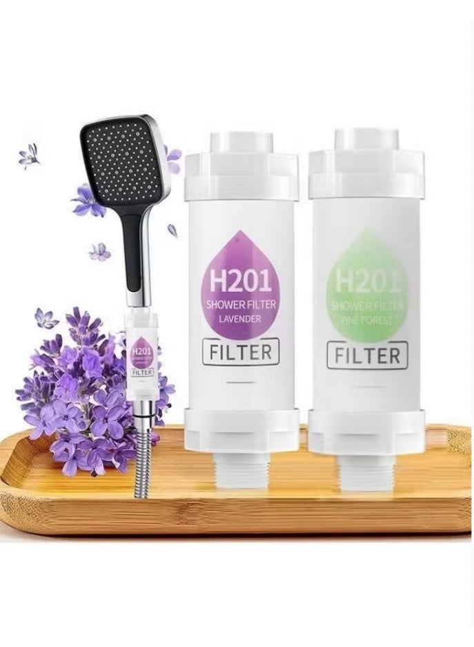 2-Pack Vitamin C Shower Filters, Shower Head Filters, Removes Chlorine and Fluoride Deposits, Beaded Water Purifier, Helps Improve Dry Skin and Hair Loss, Easy to Install (Lavender + Jasmine) - Image 1