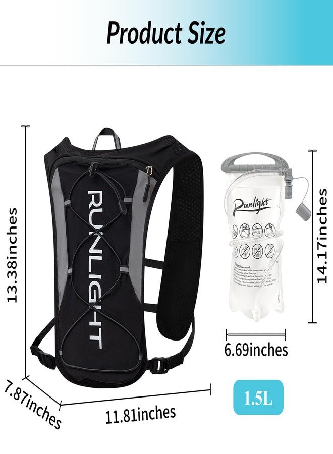 Runlight Running Vest for Women Men, Adjustable Hydration Backpack Breathable Reflective with 1.5L Water Bladder for Hiking, Trail, Running, Marathons, Cycling(Black, One Size) - Image 2