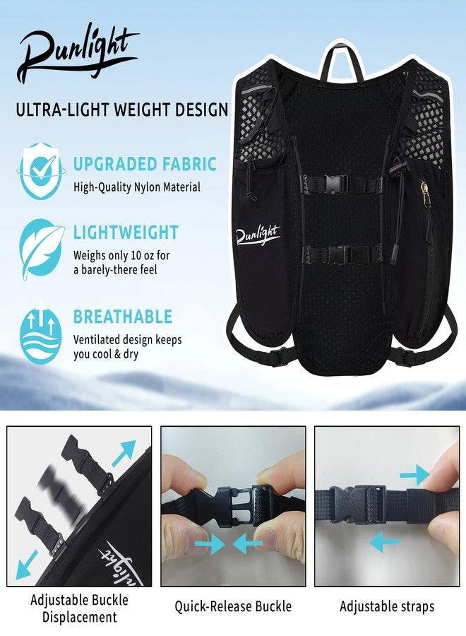 Runlight Running Vest for Women Men, Adjustable Hydration Backpack Breathable Reflective with 1.5L Water Bladder for Hiking, Trail, Running, Marathons, Cycling(Black, One Size) - Image 3