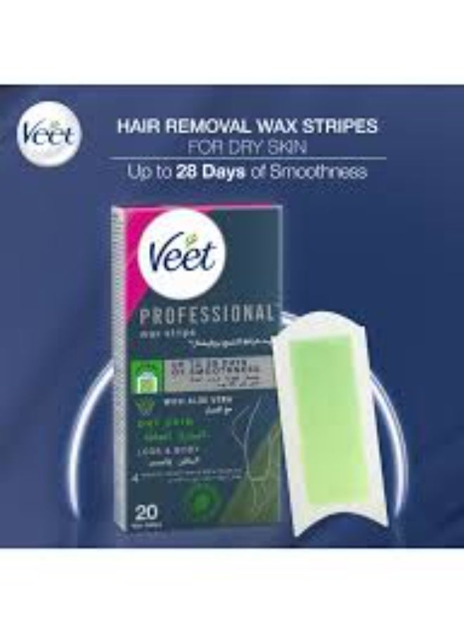Veet, Wax Strips Legs & Body For Dry Skin - 20 Pcs ( 2 PICES )