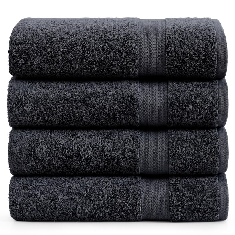 LANE LINEN LANE LINEN 100 Cotton Bath Sheets Set of 4 35x66  Ring Spun Cotton Extra Large Bath Towels Sets  Quick Dry Soft  Absorbent Oversized Towel Set  Pre Shrunk Fade Resistant  Black Towels 