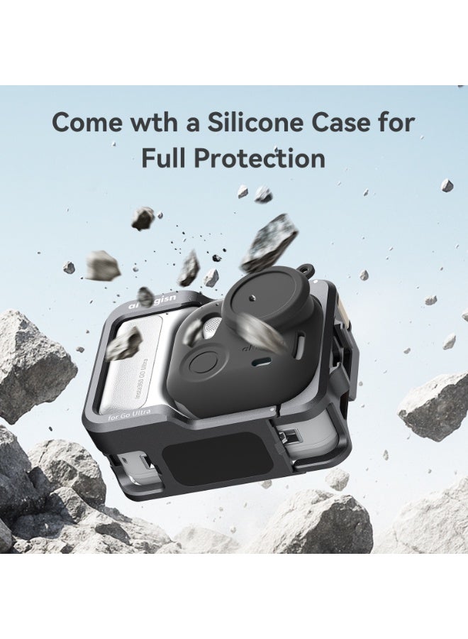 aMagisn إطار تمديد معدني من aMagisn لكاميرا Insta360 GO Ultra، قاعدة تثبيت سريعة مع حذائين باردين ومنفذ 1/4 بوصة، ملحق للتصوير الأفقي والرأسي - Image 5