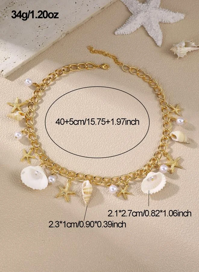 Take Two  Gold Tone Seashell Charm Necklace for Women | Best Price UAE