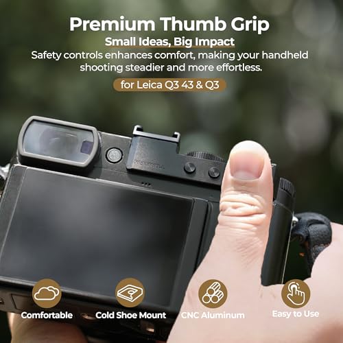 Freewell Thumb Grip for Leica Q3 43Q3 with Cold Shoe Mount CNC Aluminum ScratchProof Silicone Padding - Image 3