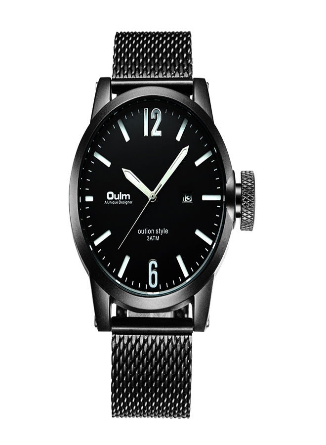 Oulm Brand Mesh Steel Strap Japanese With Date Movement 30 Meter Wather Proof  Men's Fashion Watch - Image 1