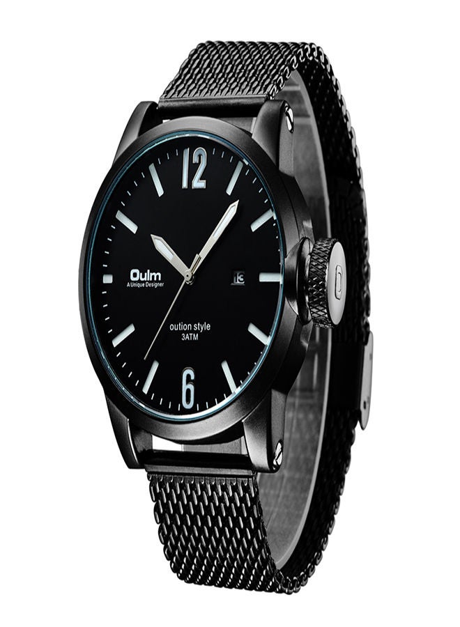 Oulm Brand Mesh Steel Strap Japanese With Date Movement 30 Meter Wather Proof  Men's Fashion Watch - Image 2