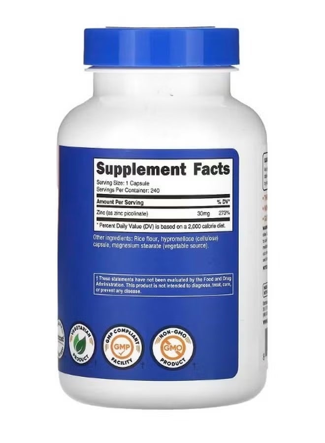 Nutricost, Zinc Picolinate, 30 mg, 240 Capsules - Image 2