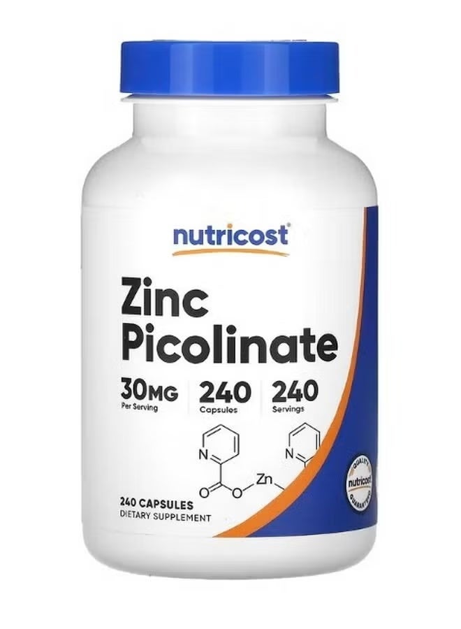 Nutricost, Zinc Picolinate, 30 mg, 240 Capsules - Image 1